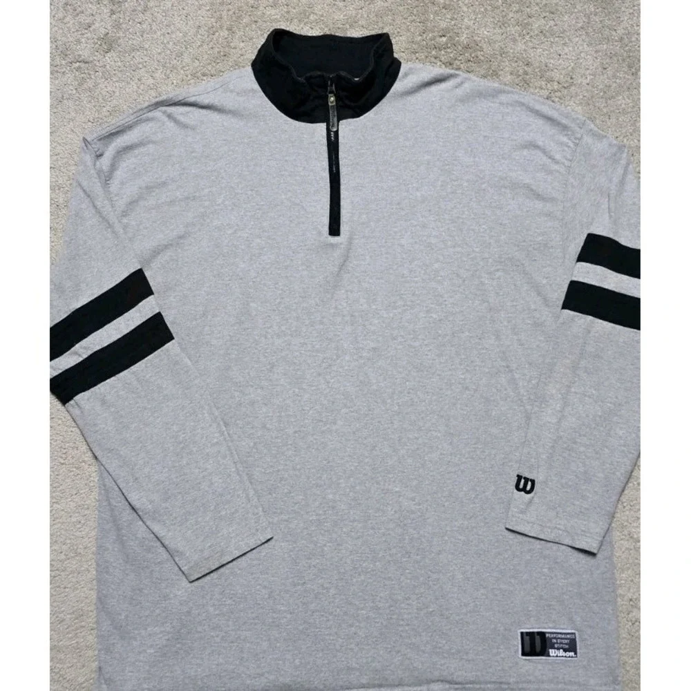 Wilson 1/4 Zip Jacket Pullover Mens XXL 2XL‎ Gray Fleece Rugby Style Tennis Golf